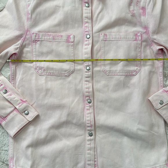 SER.O.YA Mariel Denim Button-Front Shirt Jacket Pink Size M - Picture 5 of 15